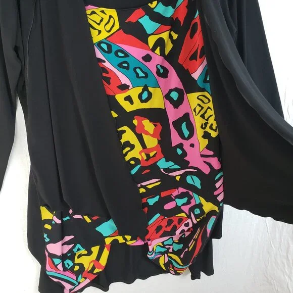 Eva Varro Tunic Top Abstract Print Colorful Art-to-Wear Tie Front size 1X Artsy - Picture 5 of 13